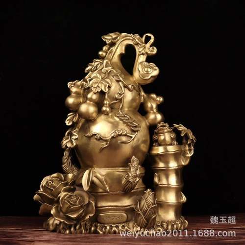 纯铜葫芦福禄高升葫芦竹节葫芦花开富贵乔迁开业家居客厅玄关