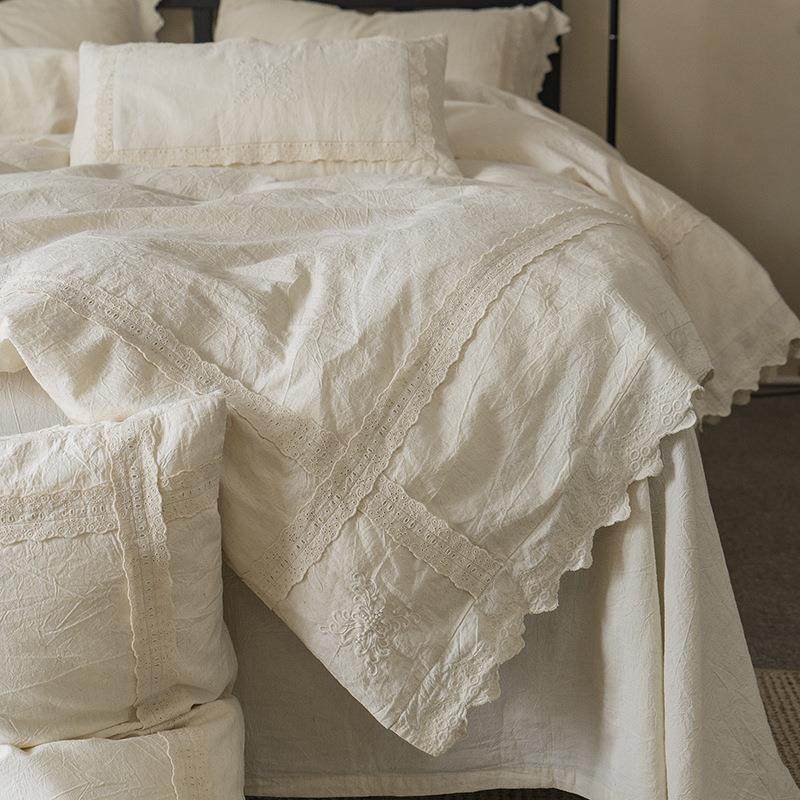 出口棉麻丨亚麻床上四件套床单被套日式简约2024新款法式公主床品