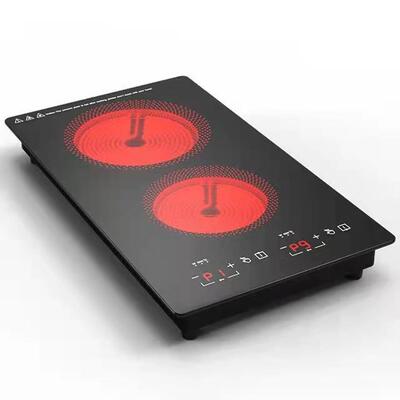 220110V嵌入式双头电陶炉竖式整版双头光波炉多米洛电磁炉