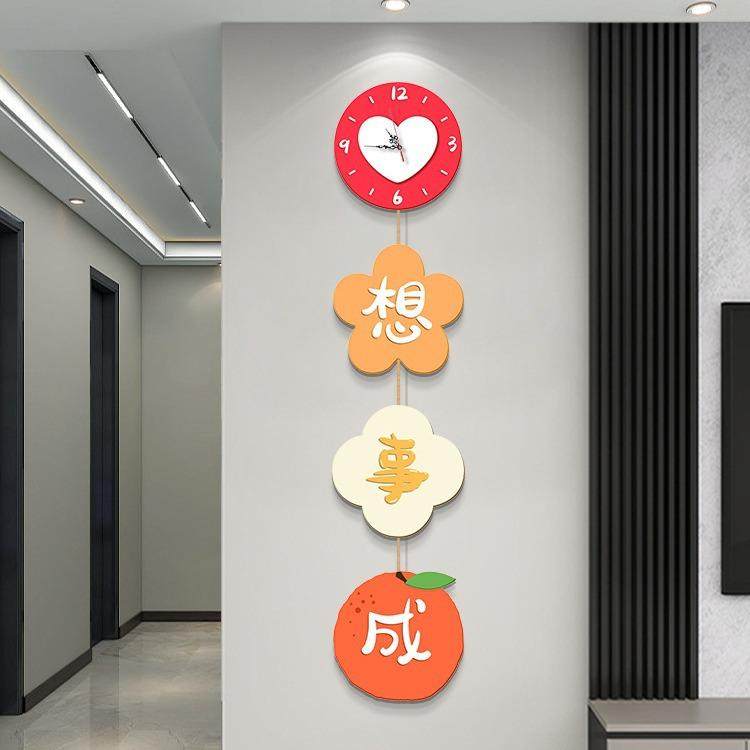 现代简约客厅挂钟装饰画网红创意钟表新款家用时钟寓意好玄关挂画