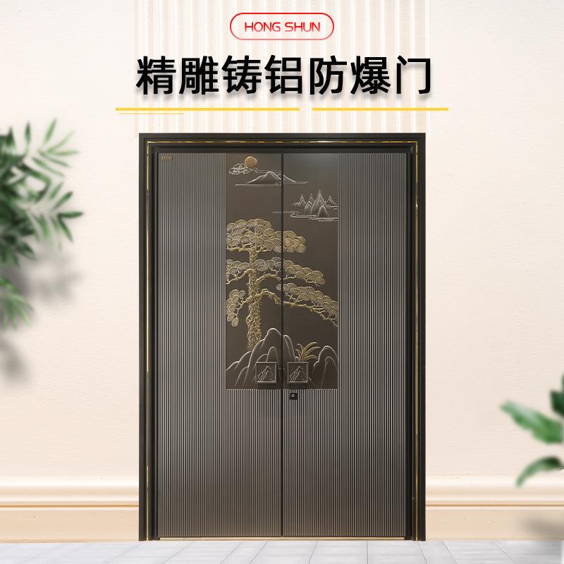 精雕防爆门铸铝门家用自建房入户门豪华别墅双开大门客厅防盗门