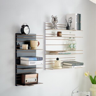 mokamoka挂墙隐形墙上置物架简约书架壁挂杂志架中古木质收纳架子