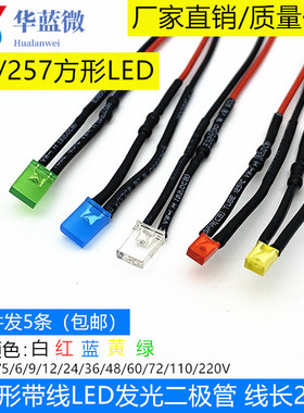 2*3*4 2X5X7mm四方形LED发光二极管5V6V12V24V220V小型模型发光灯