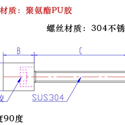 PSHEH USLH16/20加长型聚氨酯压块M8缓冲压块气缸缓冲压块防撞头