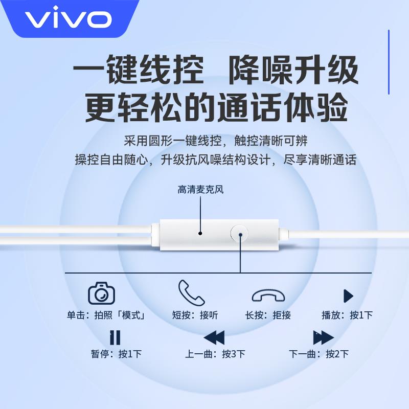 vivo原装type-c有线耳机iQOO10pro半入耳式x90x80带麦S15线控neo5
