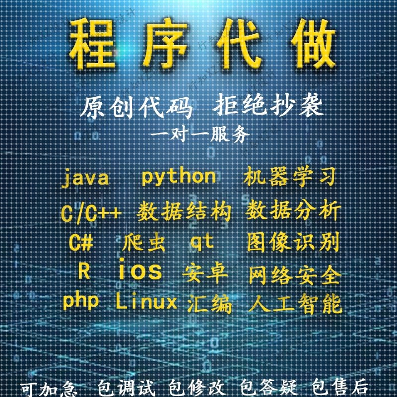 计算机程序开发python代编程Java代做c语言接单c++代码编写c#设计