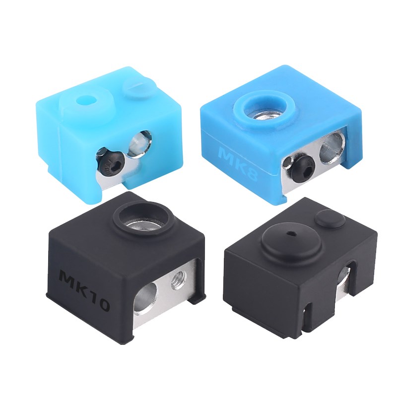 3D打印机硅胶套配件MK8 V6 MK10 新款加热铝块蓝色黑色保护套高温