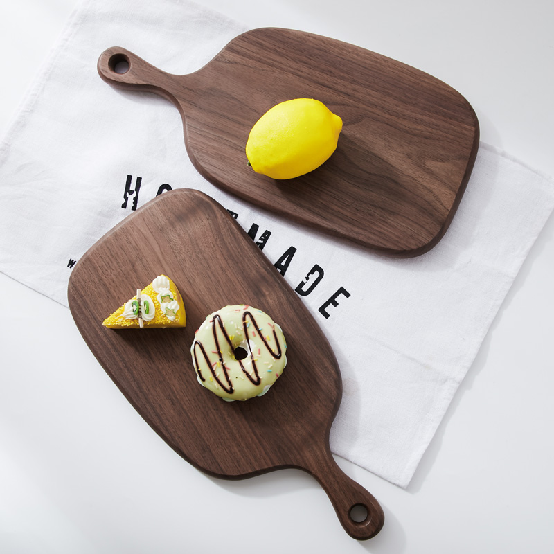 黑胡桃木砧板大把手案板辅食板面包板点心板实木切菜板家用水果板