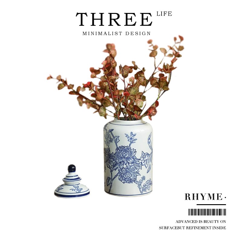 TlifeRhyme花瓶青花瓷新中式风格蓝色经典陶瓷可水培  青韵
