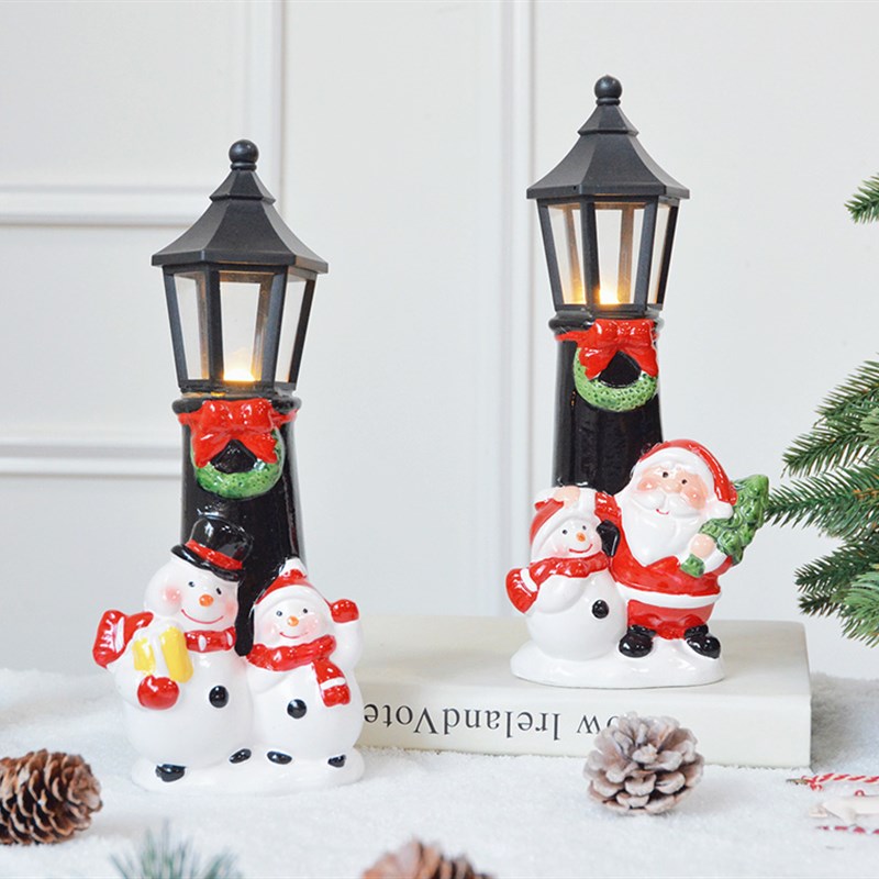 Swanlace 圣诞装饰烛台餐厅圣诞节雪人圣诞老人桌面摆件橱窗礼品