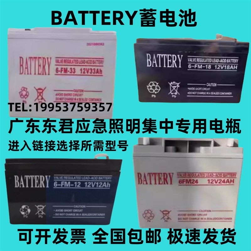 BATTERY蓄电池6-FM-55 12V55AH7AH24A33AH18A应急照明集中36V电瓶