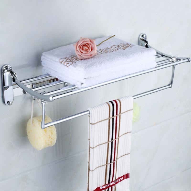 电镀不锈钢毛巾架卫生间 浴室浴巾架 折叠毛巾挂架置物架工程