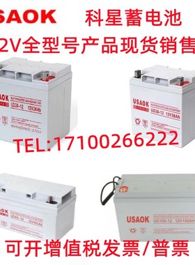 USAOK科星蓄电池 UD/12V24AH38AH65AH100AH120AH消防主机 UPS电源