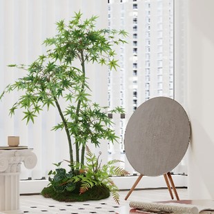 红枫组合造景客厅假花摆件室内装饰商场景观大Y型绿树盆栽