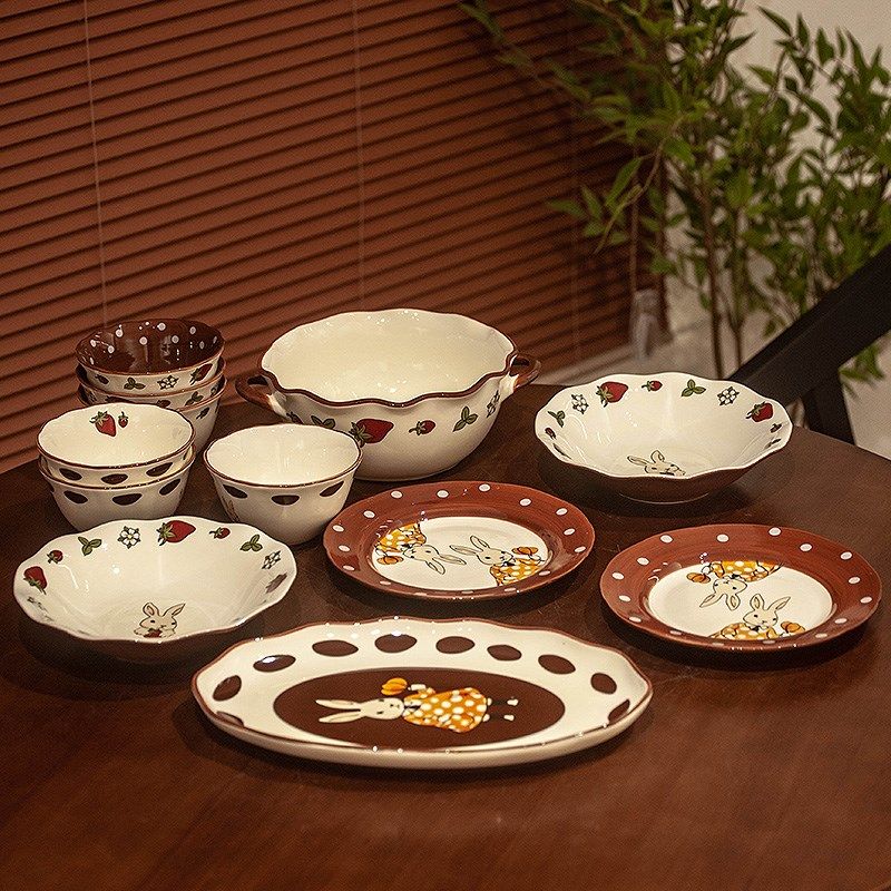 复古中古侘寂风米饭碗菜盘子家用吃饭碗汤碗沙拉碗高颜Z值陶瓷餐,餐饮具,碗,淘宝优惠券,粉丝福利购,淘宝优惠卷