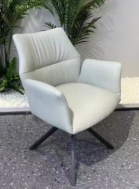 CZ095布艺餐椅意式极简超y纤皮餐椅旋转椅靠背椅扶手椅家用休闲椅