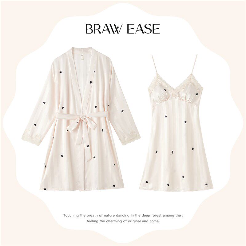 睡裙女夏天夏季q蕾丝带两件套浴袍睡袍夏女款