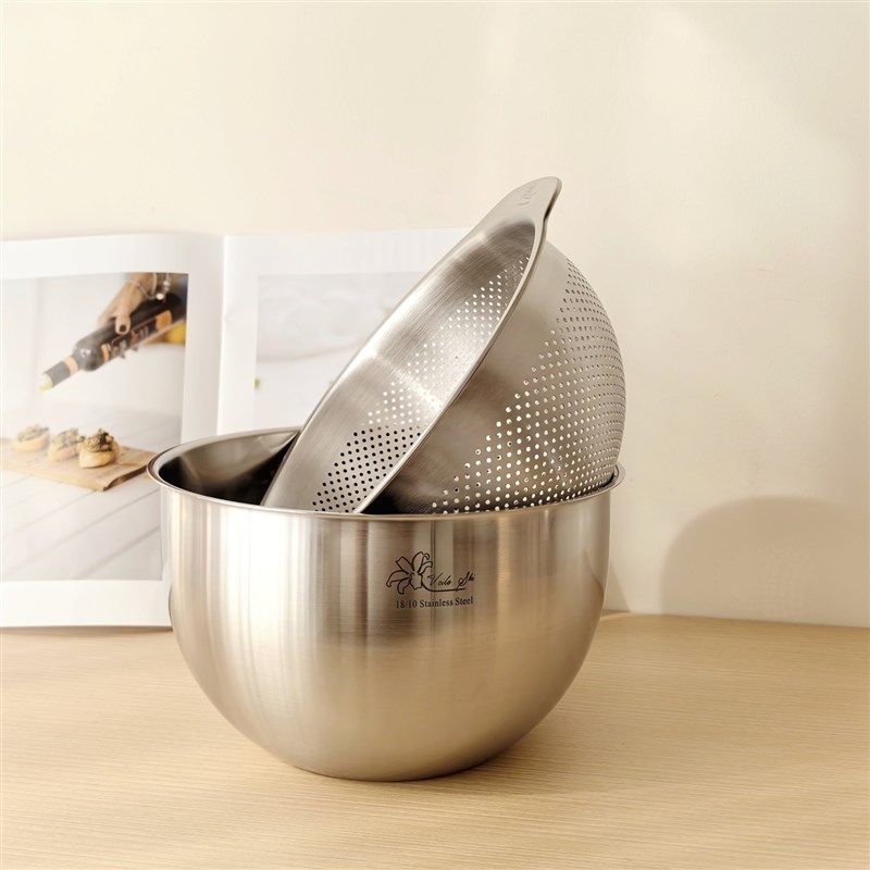 维乐仕18/10不锈钢沥水篮洗菜盆洗果盆厨房家用蔬W果沥水两件套,餐饮具,洗菜盆/沥水篮/漏水筛,淘宝优惠券,粉丝福利购,淘宝优惠卷