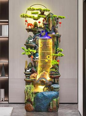 新中式流水摆件循环水客厅风水轮阳台假山鱼池景观办公室开业落地