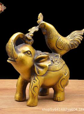 宏达铜器 吉祥礼品铜吉祥如意公鸡大象摆件