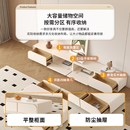 奶油风实木电视柜茶几组合落地客厅家用小户型电视机柜收纳储物柜