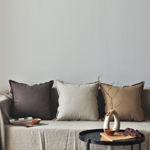 本原亚麻沙发抱枕套靠枕靠垫腰枕不含芯客厅办公室床头汽车家用