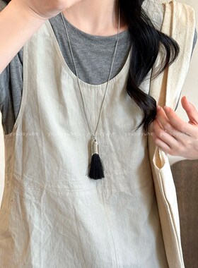 车静媛同款流苏毛刷子项链女独特小众设计时髦卫衣链长款挂脖配饰