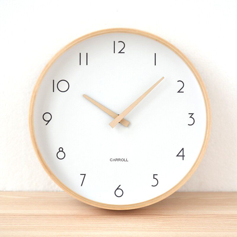 日式简约现代实木挂钟客厅创意个性时尚钟表家用北欧时钟卧室静音