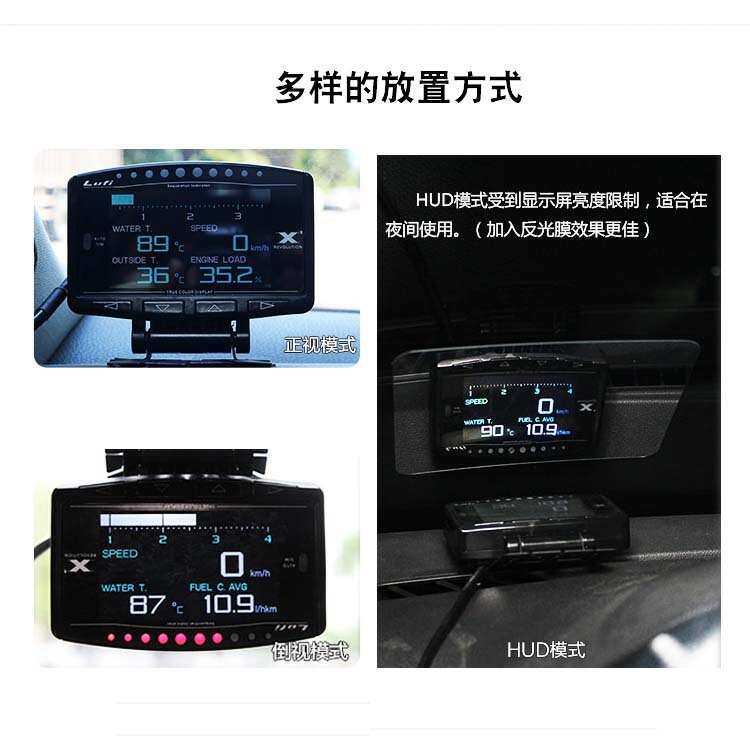 LUFI x1汽车改装OBD多功能仪表空燃比转速油温排温电压水温涡轮表图片