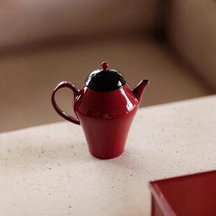 陶瓷泡茶壶中式国风赭红带过滤陶瓷茶壶美人壶泡茶器单壶