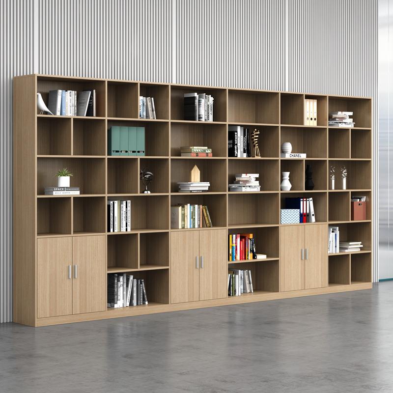 文件柜木质格子柜落地置物柜办公室带门书柜储物柜背景靠墙展示柜