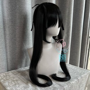 动漫假发 轻音少女 中野梓 黑色短发+接发系带双马尾 COS假发