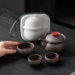 复古紫砂手抓壶单壶盖碗茶杯防烫家用功夫旅行茶具陶瓷泡茶器