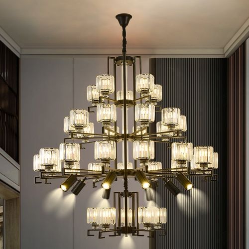 新中式水晶大吊灯别墅客厅灯餐厅灯酒店会所包厢房间吊灯店铺商用