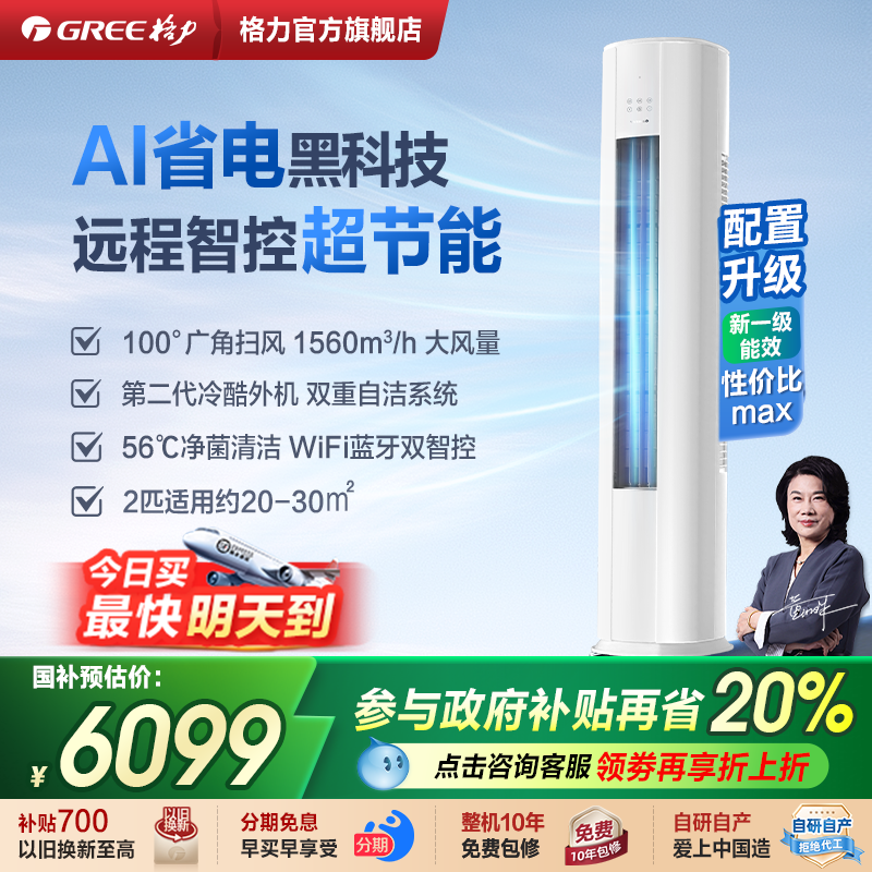 格力2匹一级变频立式空调云锦pro