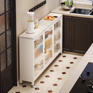 厨房岩板置物架落地多层多功能操作台锅碗收纳储物极窄边靠墙柜子