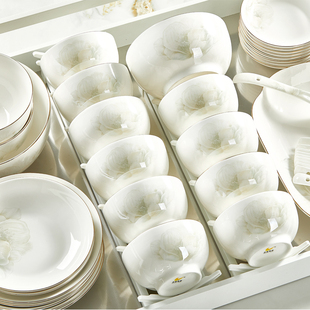 饭碗面碗盘组合 轻奢餐具特别好看 优尊陶瓷家用碗碟套装 2026新款