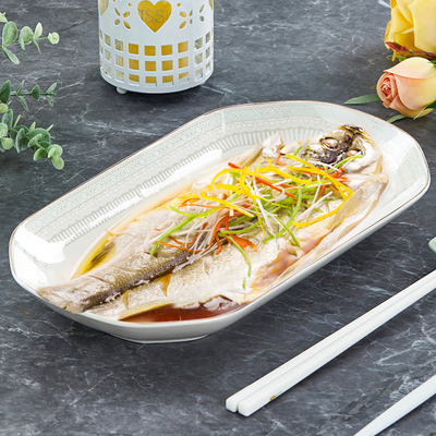 优尊陶瓷家用椭圆形12英寸鱼盘