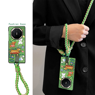 尾火虎适用于华为matexts非凡大师版手机壳草坪小狗折叠屏可爱趣味卡通小清新挂绳女matex6/matex5/matex3