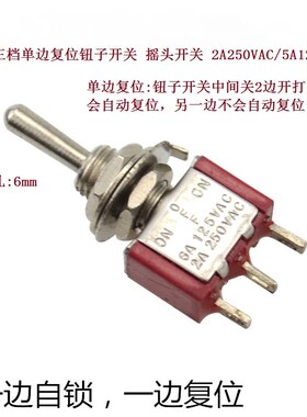三脚三档单边复位钮子开关 摇头开关 2A250VAC/5A120VAC