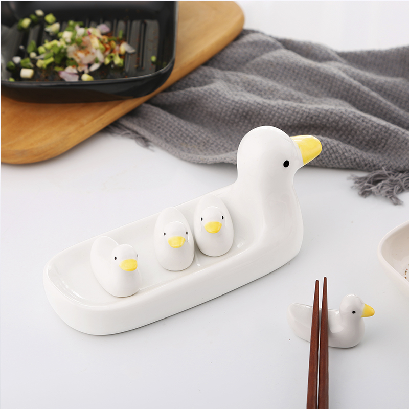 日式陶瓷筷架鸭子筷子架筷子餐具托筷架筷托收纳存储手绘创意摆件