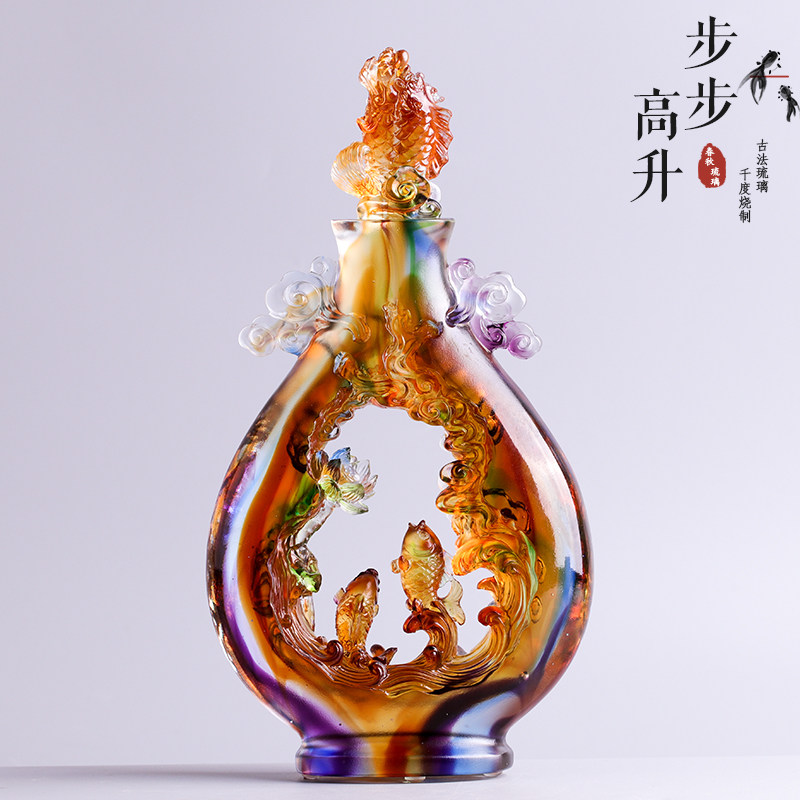 琉璃摆件鱼招财开业乔迁结婚装饰房间饰品工艺品新房礼物客厅古典