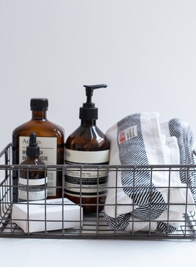 日本PUEBCO复古工业风铁艺网格收纳篮鞋篮店铺展示装饰摆件储物篮