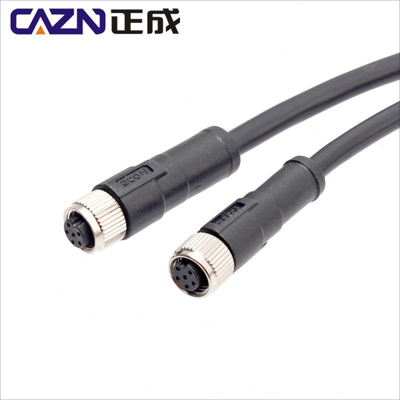 航空插头M8成型直头3P4针5孔6 8芯IP67防水连接器线束1 2 3 5米