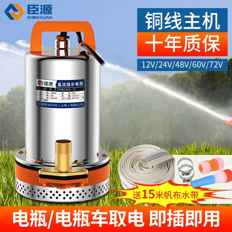 直流潜水泵48v60v抽水泵12V24V伏家用电瓶车小型电动车农用抽水机