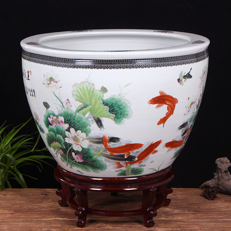 睡莲花盆青花瓷碗莲荷花花盆水缸种铁树发财树鱼缸庭院特大陶瓷缸