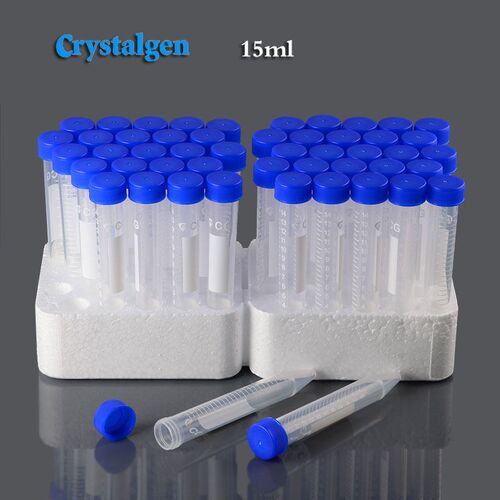 CG架装塑料离心管15ml锥底灭菌刻度ep管泡沫架50支/架科晶23-2265
