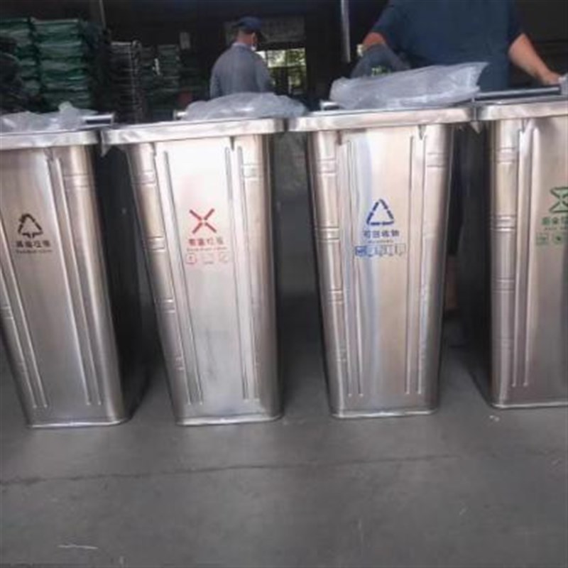户外环卫304不锈钢垃圾桶240L120L100L大号防锈挂车带轮社区市政