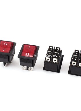 船形开关KCD4-202 KCD2双刀船型翘板开关16A/250V红色6脚2档