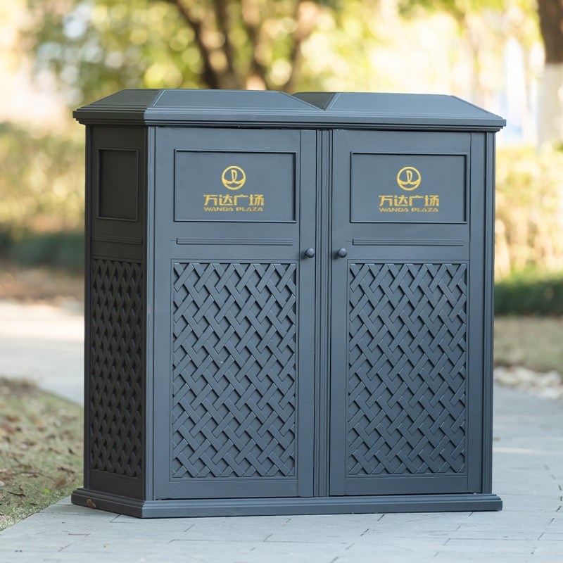 户外铸铝垃圾桶欧式网格金属室外庭院别墅售楼部园林景观果皮箱